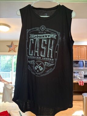 Johnny Cash Black Graphic Muscle Tee